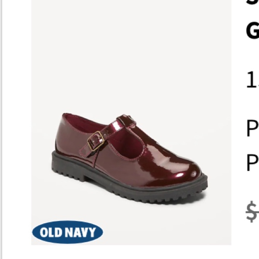 NWT Mary Jane Shiny Faux Leather Old Navy Burgundy Kids Dress Shoes